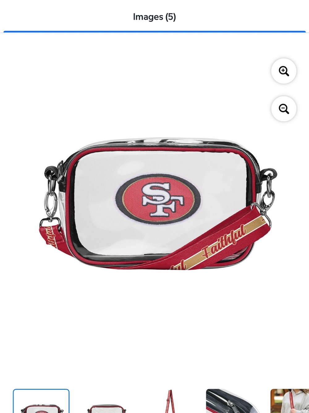 SF 49ers Clear Crossbody Bag - Red & White stadium approved Fairhful